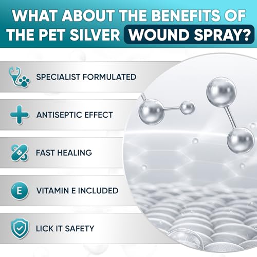 Wound Spray for Dogs & Cats – Hot Spot Treatment for Dogs to Help with Itching, Irritation, Rashes, Cuts, & Bites – Cat Wound Care Silver + Chlorhexidine Spray – Better Use with a Dog Cone – 4 Oz