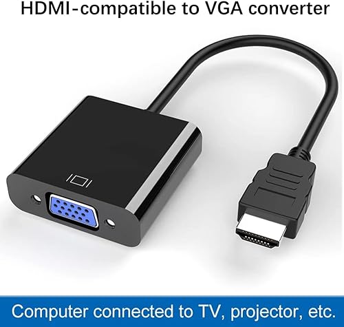 Miniatura 3 de Zuya Adaptador HDMI a VGA, convertidor de adaptador HDMI a VGA chapado en oro, Full HD 1080P, tarjeta de video externa, adaptador de monitor