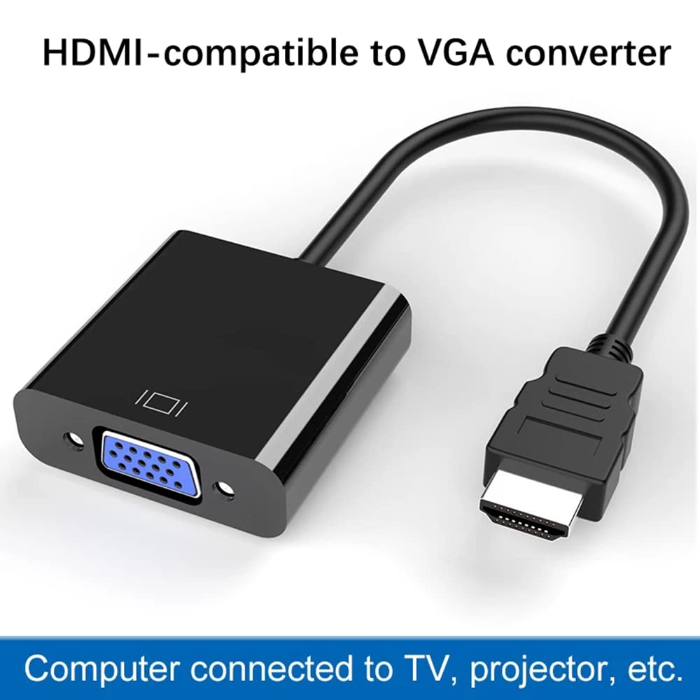 Adaptateur HDMI vers VGA plaqué Or Full HD 1080P Convertisseur Carte vidéo Externe (Black)
