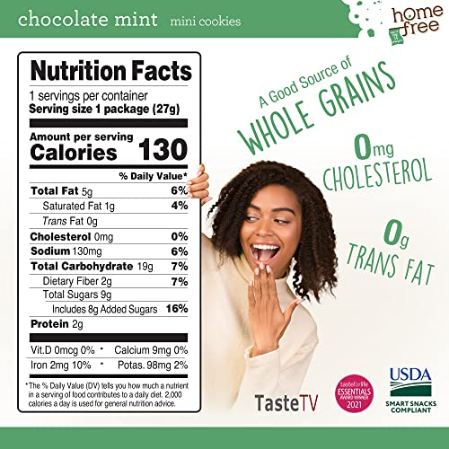 Homefree Mini Chocolate Mint Cookies, Gluten Free, Nut Free, Vegan, Individually Wrapped Packs, School Safe And Allergy Friendly Snack, 0.95 Oz. (Pack Of 10) #TOP6