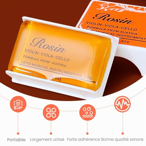 Ensemble de 2 Colophanes Naturelles pour Violon et Violoncelle, Améliore la Prononciation et l'Adhérence des Cordes, Colophane Naturelle à Faible Poussière pour Violon Violoncelle Instruments à Cordes – vue 5