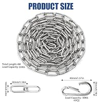 Edelstahlkette Meterware 4M, 3mm Metallkette mit 4 Karabiner Stahlkette – Ansicht 2