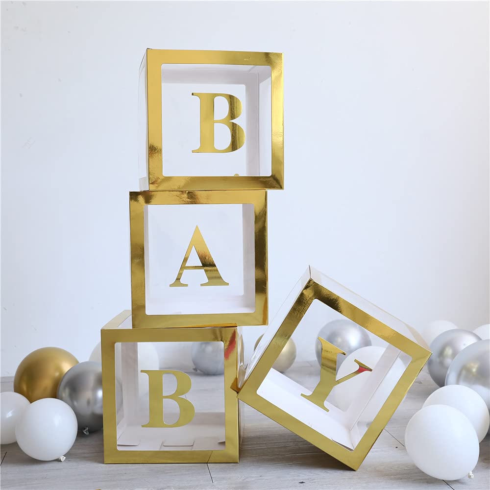 Buy YJHSS Baby Shower Boxes Decorations for Girl & Boy, 4Pack Transparent Balloons Boxes Décor