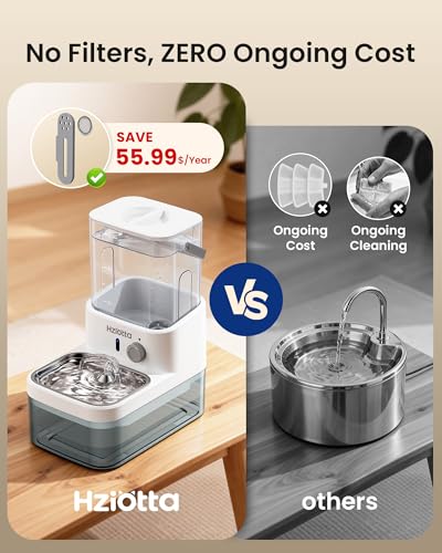 Hziotta Wastewater Separation Cat Water Fountain No Filter, Stainless Steel Pet Water Foun product