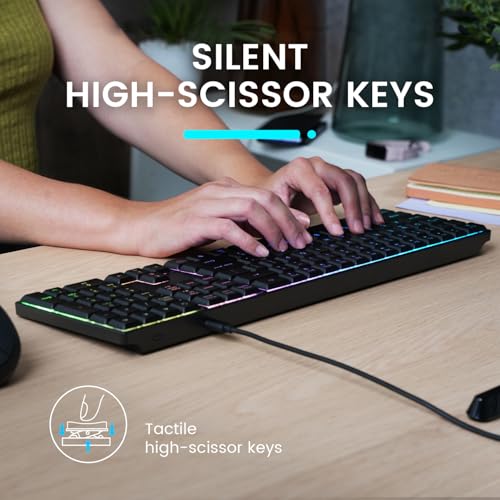 PERIBOARD-329 II - Tastiera retroilluminata cablata con tasti a forbice e lettere di grandi dimensioni, QWERTY UK - Tastiera gaming - Immagine 4