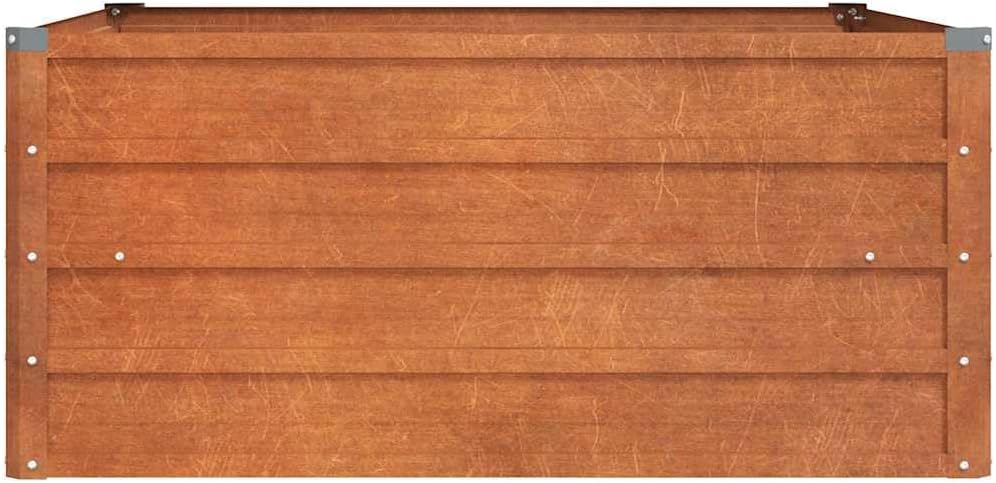39.4" Square Corten Steel Raised Garden Bed Outdoor Rustic Planter Box 17.7" Tall for Herbs Vegetables Flowers on Patio Balcony Yard