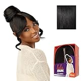 Sensationnel Lulu bun updo hairextensions - unit 2 synthetic 3x3.5 hd lace parting quick and easy wear hair wig piece (1 JETBLACK)