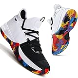  Zapatillas Baloncesto Niños Zapatillas de Bsquetbol Hombre Zapatos Deportivas Sneakers(AB Blanco Negro,38EU)