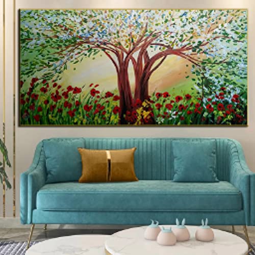 Toile murale art abstrait arbre fleur haute definition impression paysage 60x120 - 2