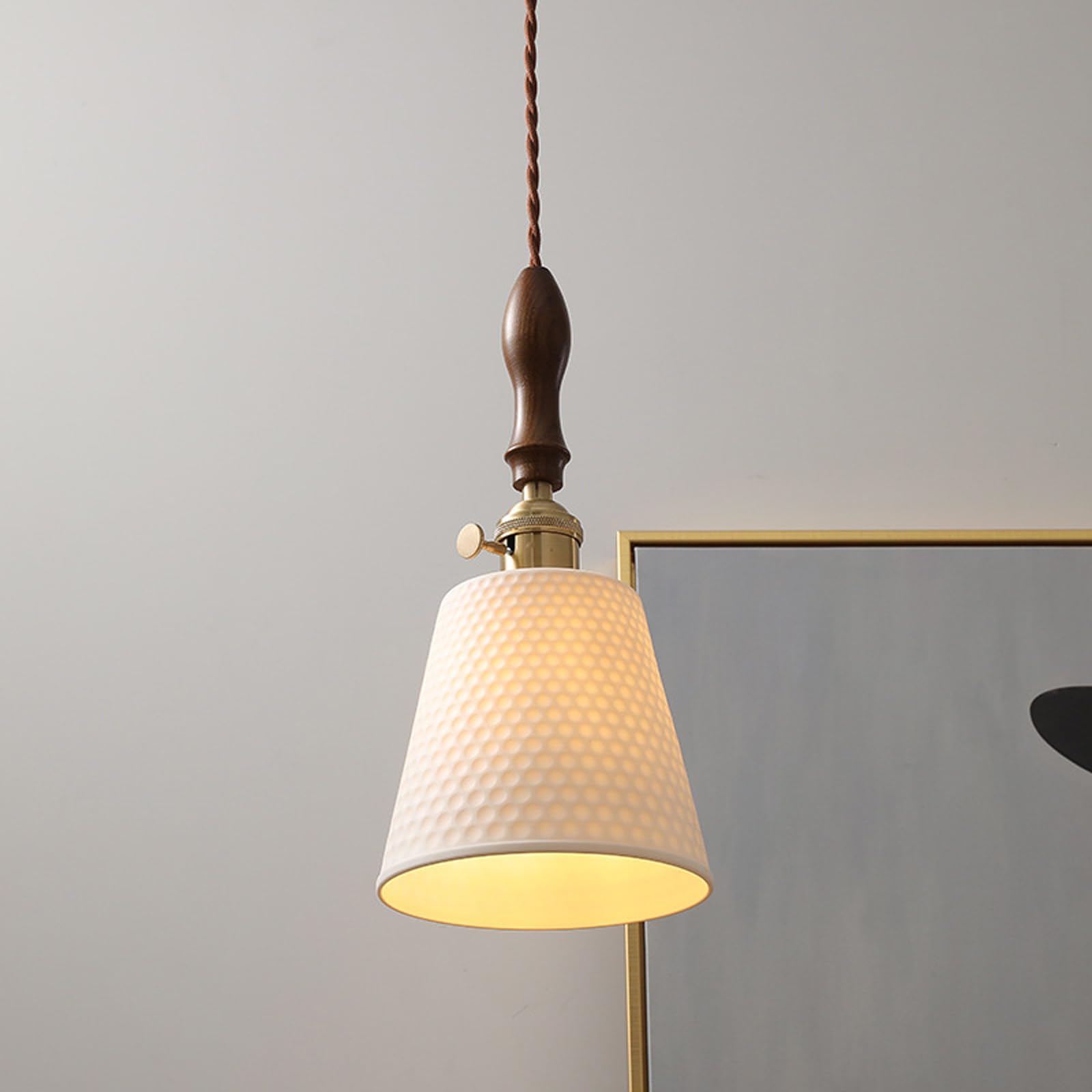 Wisząca lampa sufitowa Dekoracyjna lampa wisząca Biała ceramiczna lampa wisząca z przełącznikiem Spersonalizowane proste rustykalne oświetlenie wiszące do szafki nad