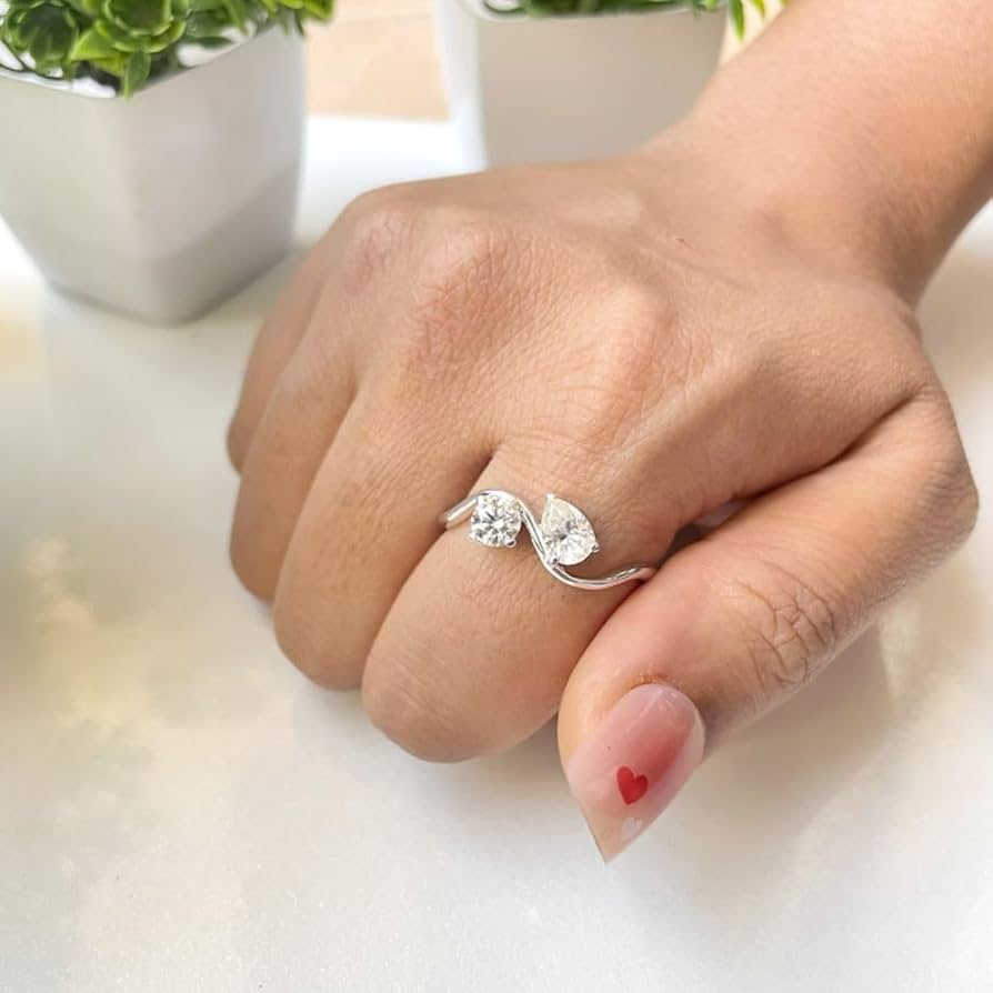 Amazon.com: Ssjewel 2 Ct Round Pear Cut Diamond Dainty