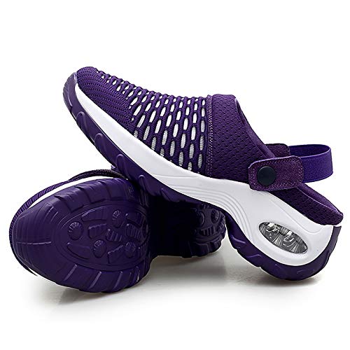 Image of Trsorini Mules Clogs for Women Summer Air Cushion Platform Mesh Mules Sneaker Sandals for Female Lightweight Beach Shoes Outdoor Slippers Walking Shoes