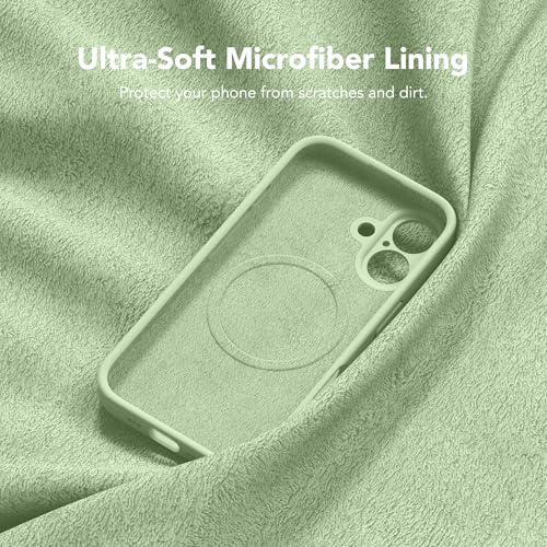 Image of Magnetic for iPhone 16 Plus Case, Compatible with MagSafe, [Full Camera Protection][Screen Protector] Silicone Shockproof Protective Phone Case for iPhone 16 Plus 6.7 inch, Matcha