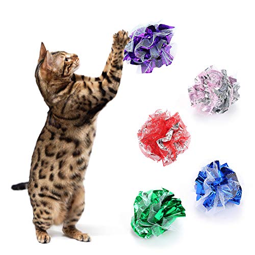 mewmewcat 1 PCS Crinkle Ball Cat Toy Bolas de enrugamento interativas para gatos pequenos Gaze Glitt