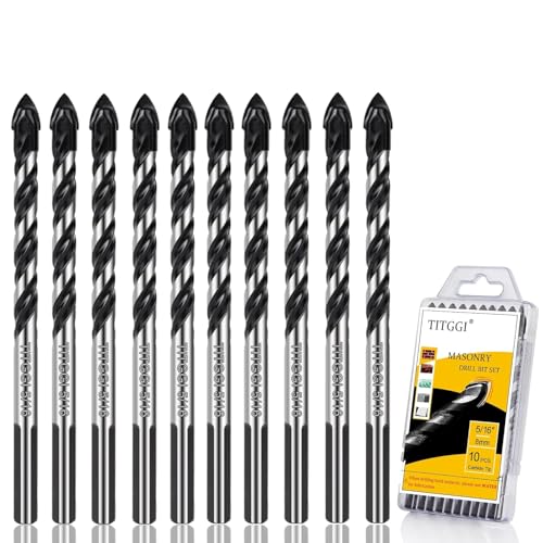 10-Piece 5/16" Masonry Drill Bit Set &amp; Concrete Drill Bit Set
