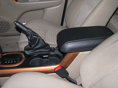 RedlineGoods ebrake Boot Compatible with Mazda Tribute 2005-07. Tailor Made - not Universal. Genuine top-Grade Italian Black Leather with Red Thread