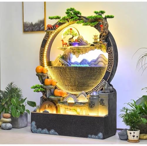 Levitating Rockery 5.8ft Cement Standing Fountain for Lighting Zen Garden Design Suspended Mount Indoor and Outdoor use,Housewarming Gift(Large Black)