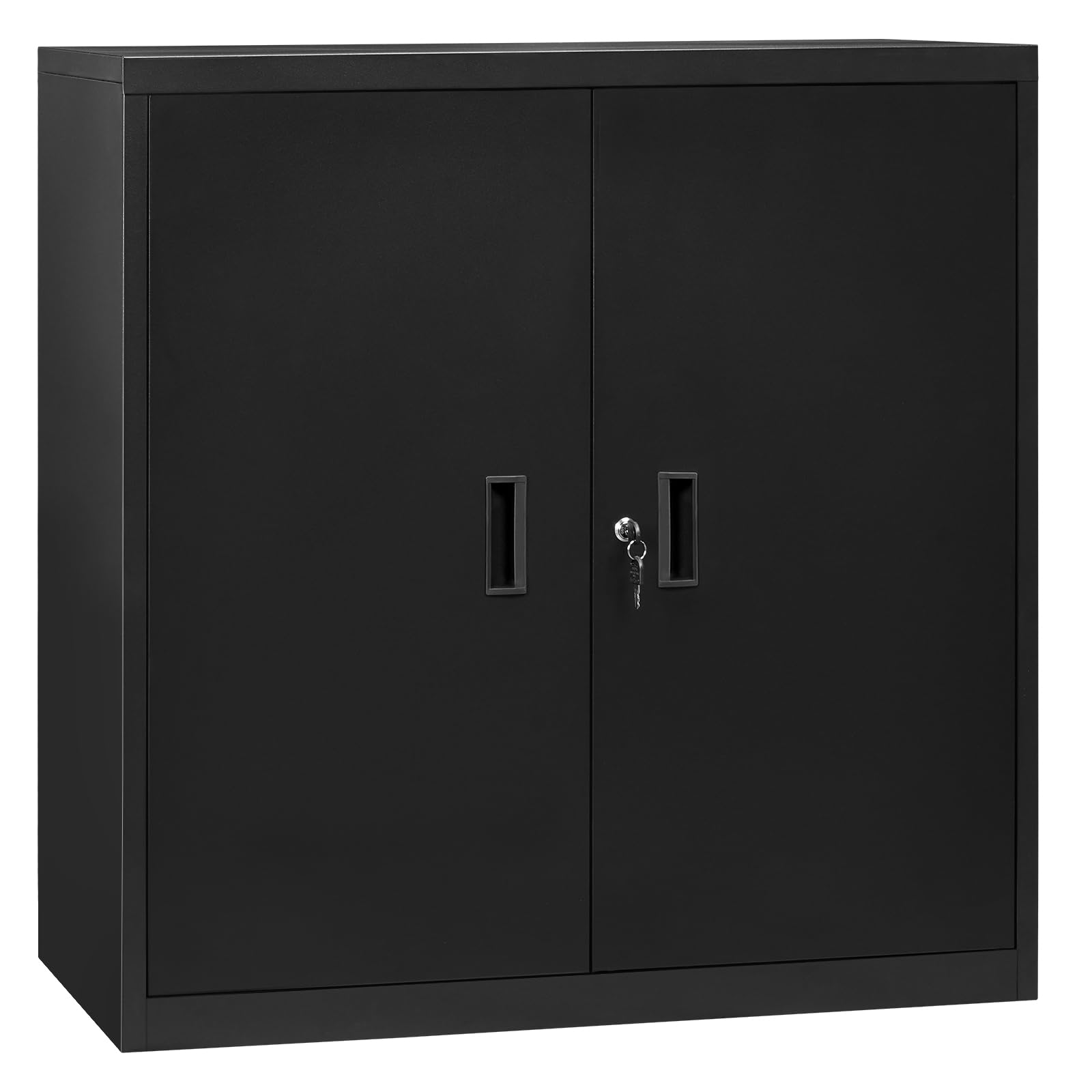 WOLTU Aktenschrank abschließbar, Ordnerschrank mit höhenverstellbarem Einlegboden, Metallschrank mit Schloss, Büroschrank Lagerschrank Mehrzweckschrank, Schwarz, B90xH92xT40 cm, ASK12sz