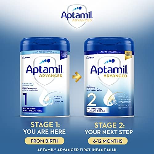 Aptamil Advanced 1 First Infant Baby Milk Powder Formula, from Birth, 800g (Pack of 4)