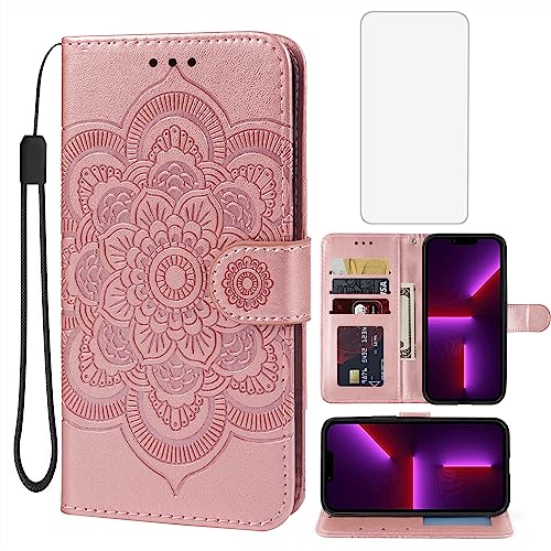 Étui iPhone 13 portefeuille antichoc avec vitre en verre trempé
