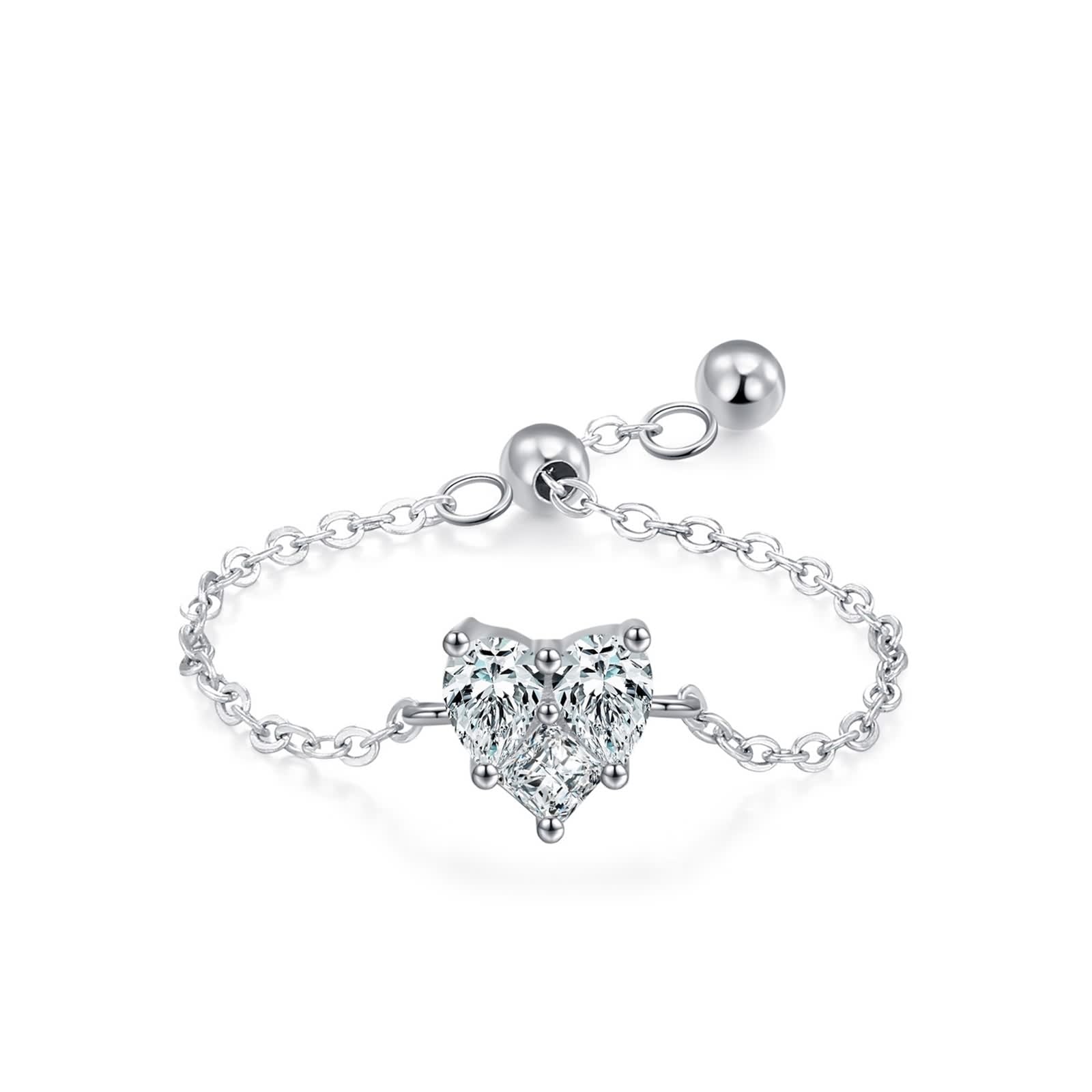 Bague Mariage Cœur Cadeau Idéal Femme Argent Taille Réglable