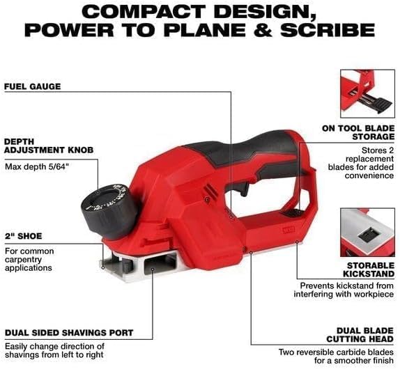 2524-2022 For Milwaukee.. M12 2inch Planer Brushless (Bare Tool) + TPT Premium cart tecforeman