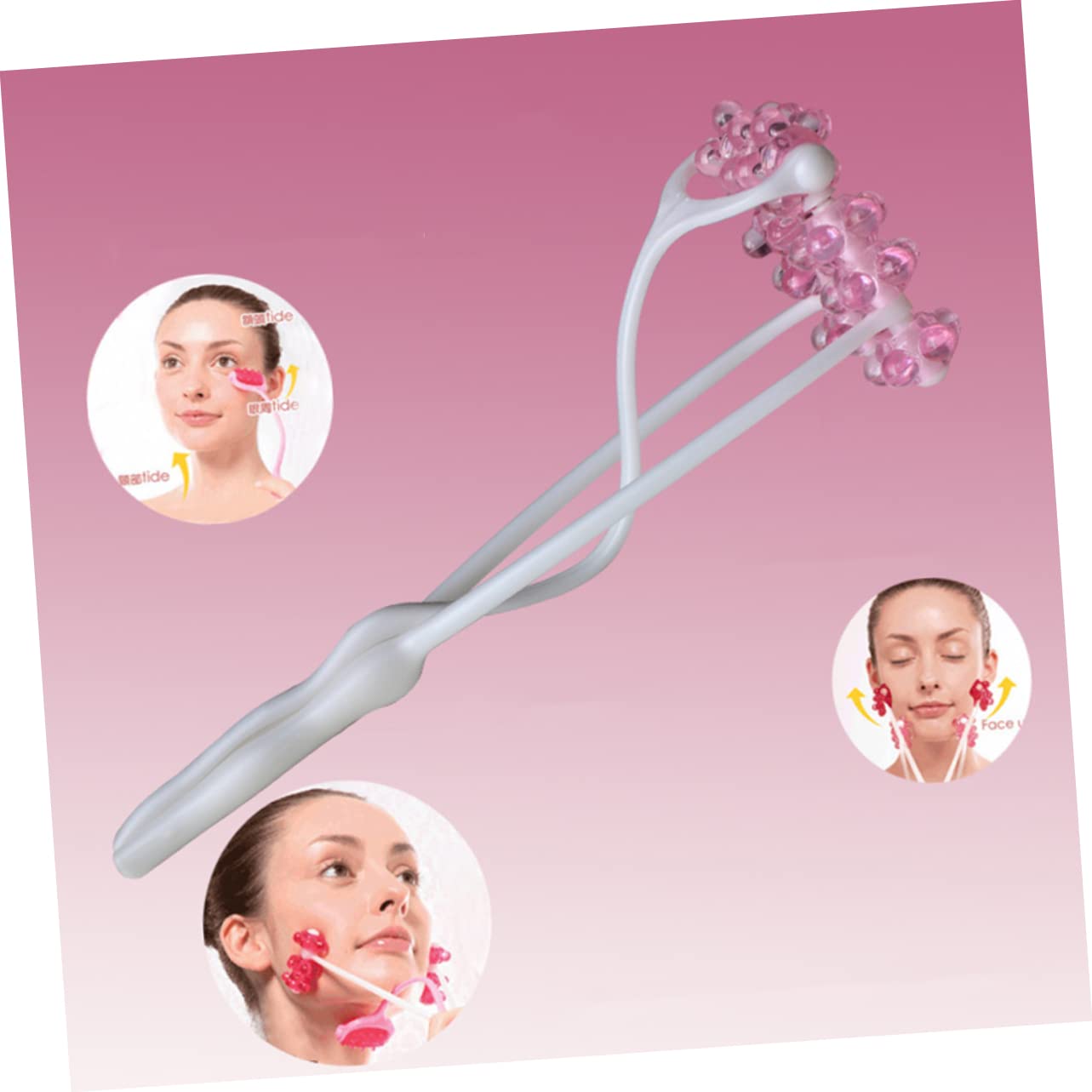 Happyyami Masajeador Facial Reafirmar y Barbilla Rodillo Boca Arriba Masajeador para Cuello
