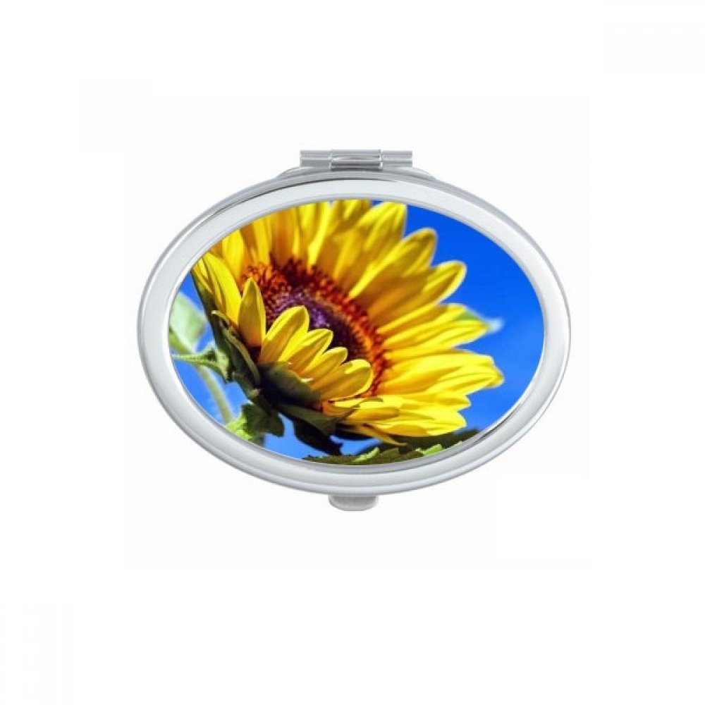 Miroir de poche floral ovale jaune et bleu pour retouches maquillage au quotidien