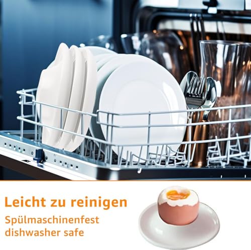 Eierbecher Weiß,8 Stück Eierbecher Set, Plastik,Eierständer mit Ablage,Frühstück Eierhalter Set, Porzellan, Lustig,für Das Frühstücksei Küche Esszimmer – Bild 4