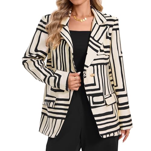 Women's Long Sleeve Notch Lapel Work Suit Blazers Open Front Causal Jacket Outwear with Pockets3