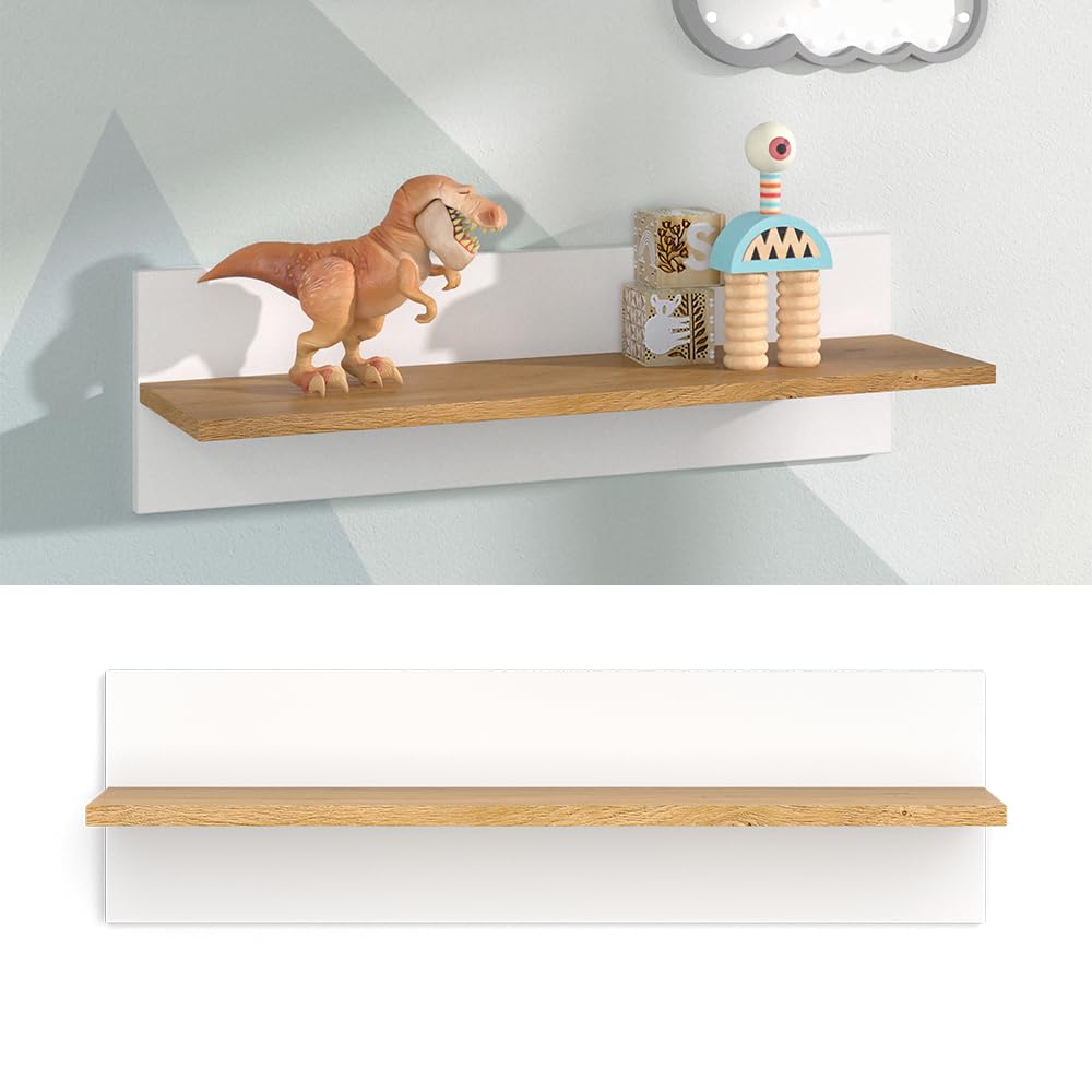 VitaliSpa Estante de Pared para habitación Infantil Malia, Blanco, 70 x 20 cm, para Montaje en Pared con Compartimento Abierto para Libros y decoración
