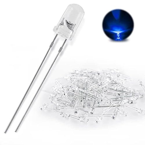 EastLion Lot de 80 LED rondes de 5 mm Avec résistances En 8 couleurs Rouge, vert, jaune, bleu, blanc, orange, rose, violet Blau(100) Cover