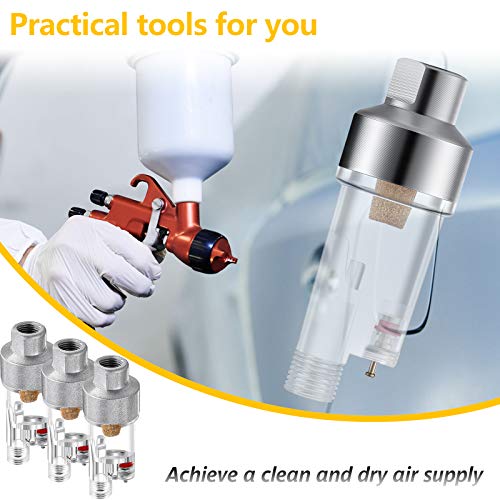 Image of Honoson 6 Pcs Airbrush in-line Water Trap Mini Air Filter Connect Separator for Connects Directly onto Airbrushes and Hoses with 1 /8 Bsp Threads