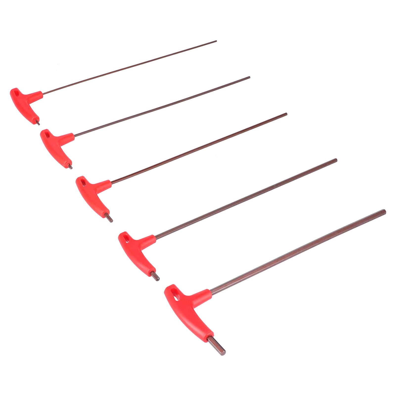 Set di chiavi a brugola con impugnatura a T, 5 pezzi, kit di chiavi a brugola con impugnatura lunga in acciaio legato S2 e testa piatta per riparazioni meccaniche, macchine CNC e m