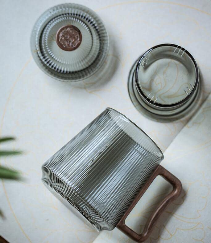 Taza de café de cristal, tazas de café/té de vidrio, taza de té de vidrio resistente al calor china de 420 ml, taza de separación de agua de té, taza de filtro de oficina