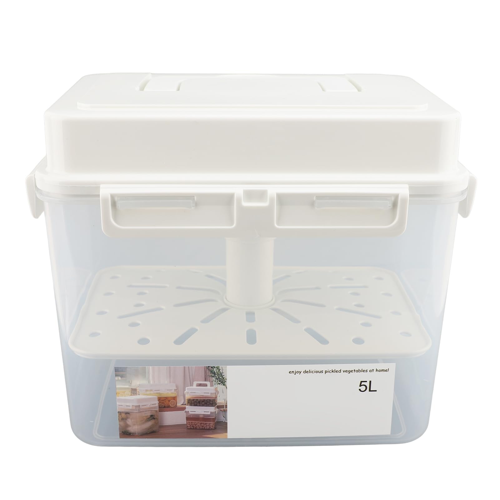 Contenedor de Almacenamiento de Fermentación de 5 Litros Contenedores de Kimchi, Fermentación de Chucrut y Contenedor de Almacenamiento con Tapa Sellada, Contenedor de