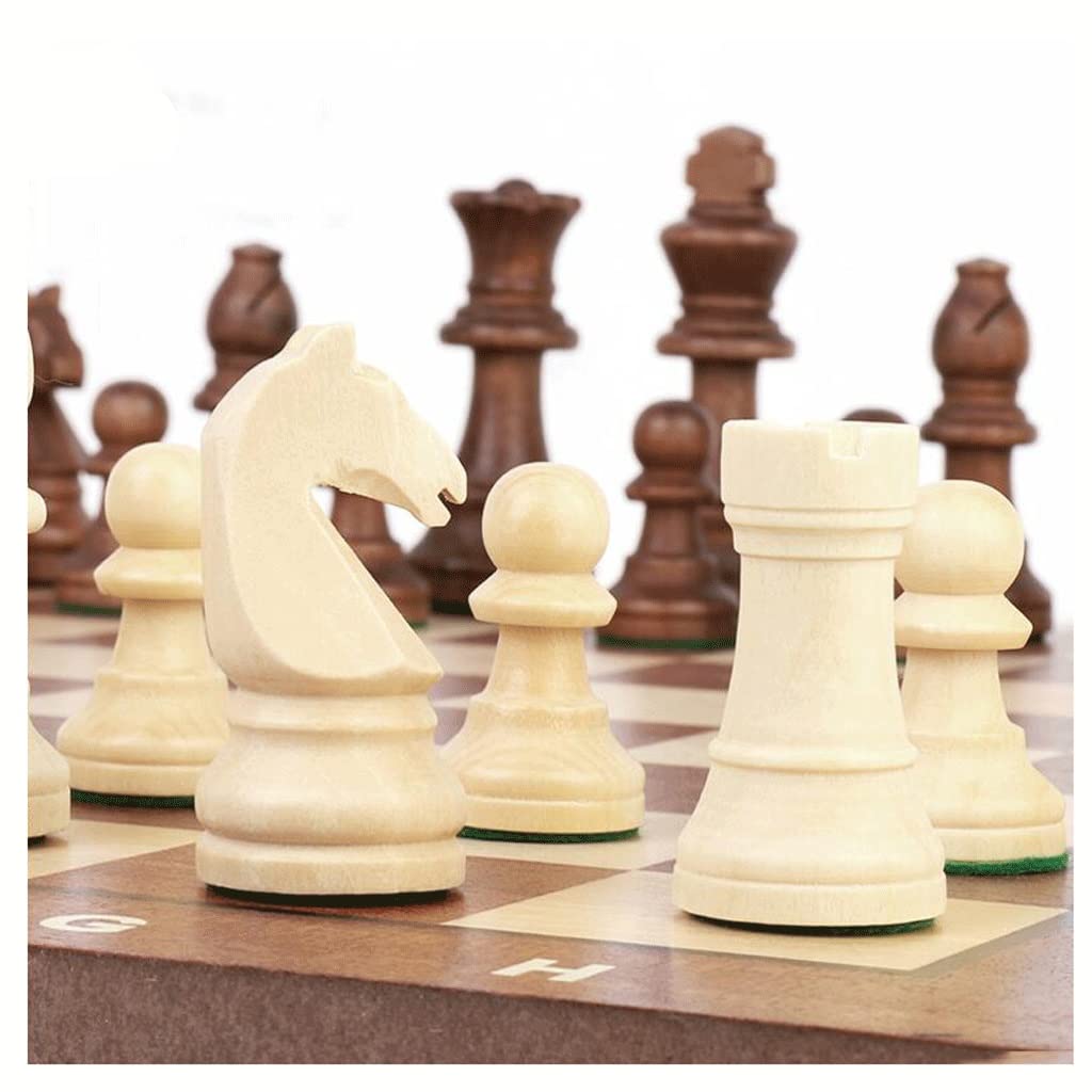 ZAW Schach 34 Stück hölzerne Internationale Schachfiguren ohne Brett, 3,8-Zoll-König-Schachfigurenfigur, 2 zusätzliche Queens und Aufbewahrungstasche Chess