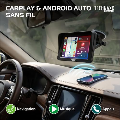 Écran CarPlay sans fil Technaxx avec Bluetooth 5.0 et transmission FM