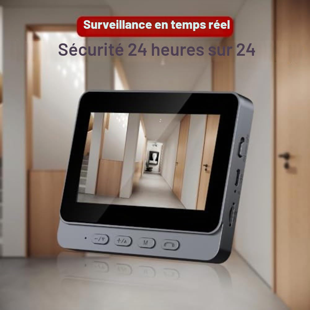 Sonnette vidéo sans fil, sans WiFi, audio bidirectionnel, caméra activée avec écran, interphone vidéo 1080p, design étanche pour une utilisation en extérieur, abonnement