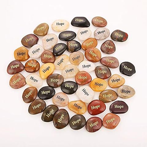 RockImpact 50PCS HOPE Engraved Inspirational Rocks, Sentimental Gifts, Self Motivational Treat, Encouragement Message Stone Pebble Keepsake, Wholesale Price, 5-8cm (2"-3") each Cover