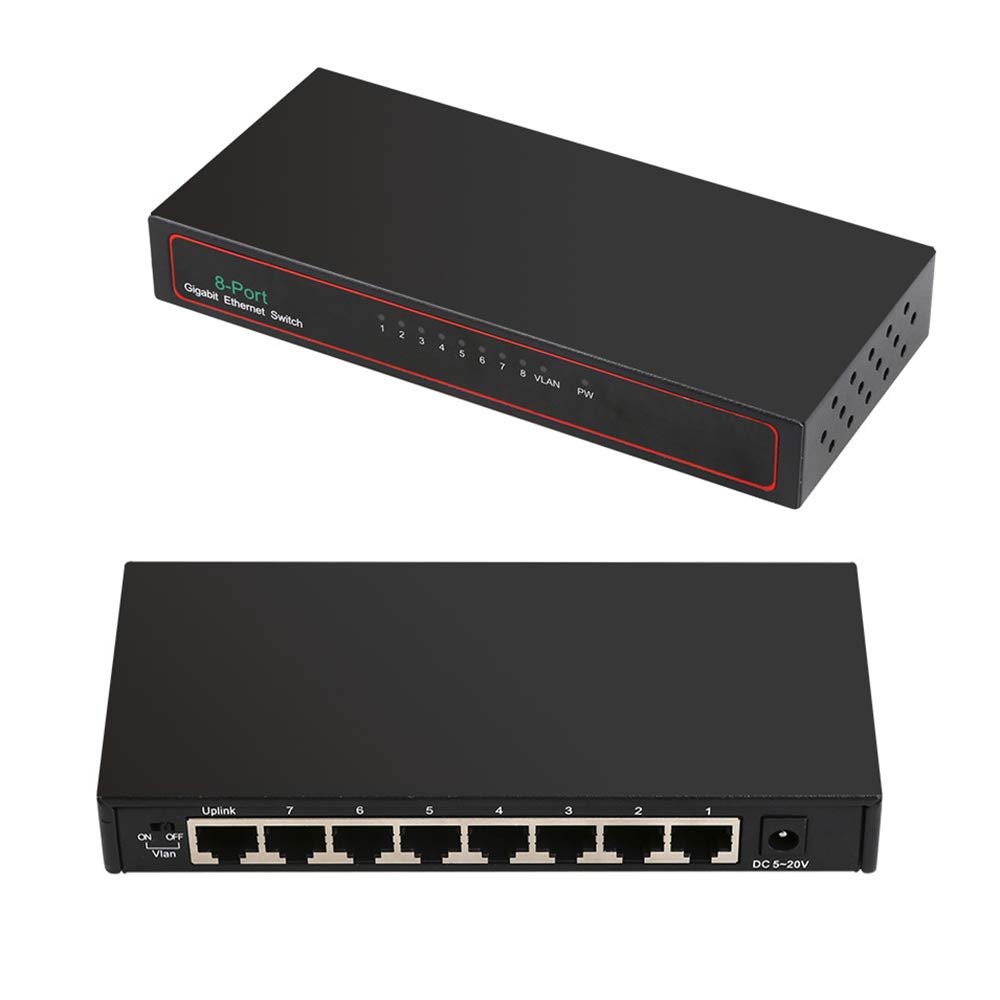 8-portowy przełącznik Ethernet Gigabit Desktop, przełącznik Gigabit z niezarządzanego metalu Monitoruj rozgałęźnik sieci Anti-Burn i Anti-Loop.