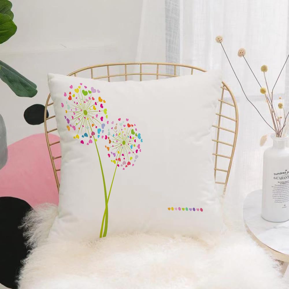 Hyosxw Spring Dandelion Flower With Colorful Petals - A5 Cushion Cover,Throw Pillow Case Home Decorative For Living Room Bedroom Sofa Chair 18X18 Inch,Spring Dandelion Flower With Colorful Petals Heart Shaped Romance Valentines,Pillowcase 45X45cm