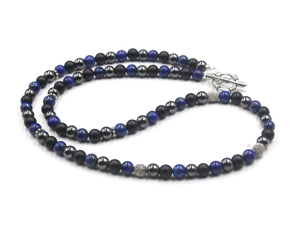 Men's Beaded Necklace, Lapis Necklace 