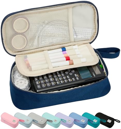 Image of SPACEMATE Pencil Case Pouch Box Bag School Supplies Girls Boys Kids, Cute Preppy Stuff Large Big Capacity Aesthetic Pen Organizer, Back to College Stationary, Midnight Blue, Standard Stlye, 1800ml