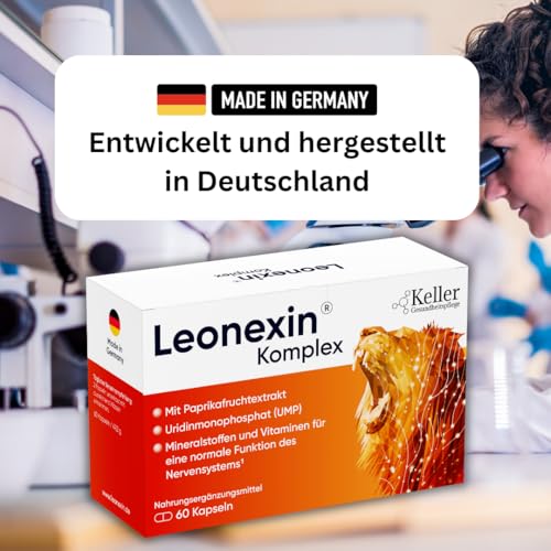 Leonexin Komplex I Für Löwenstarke Nerven 60 Kapseln I Mit Uridinmonophosphat (UMP) & Paprika I Kann Nervenstärke & Entspannung unterstützen I Mit Mineralstoffen & Vitanimen I Nervenkomplex