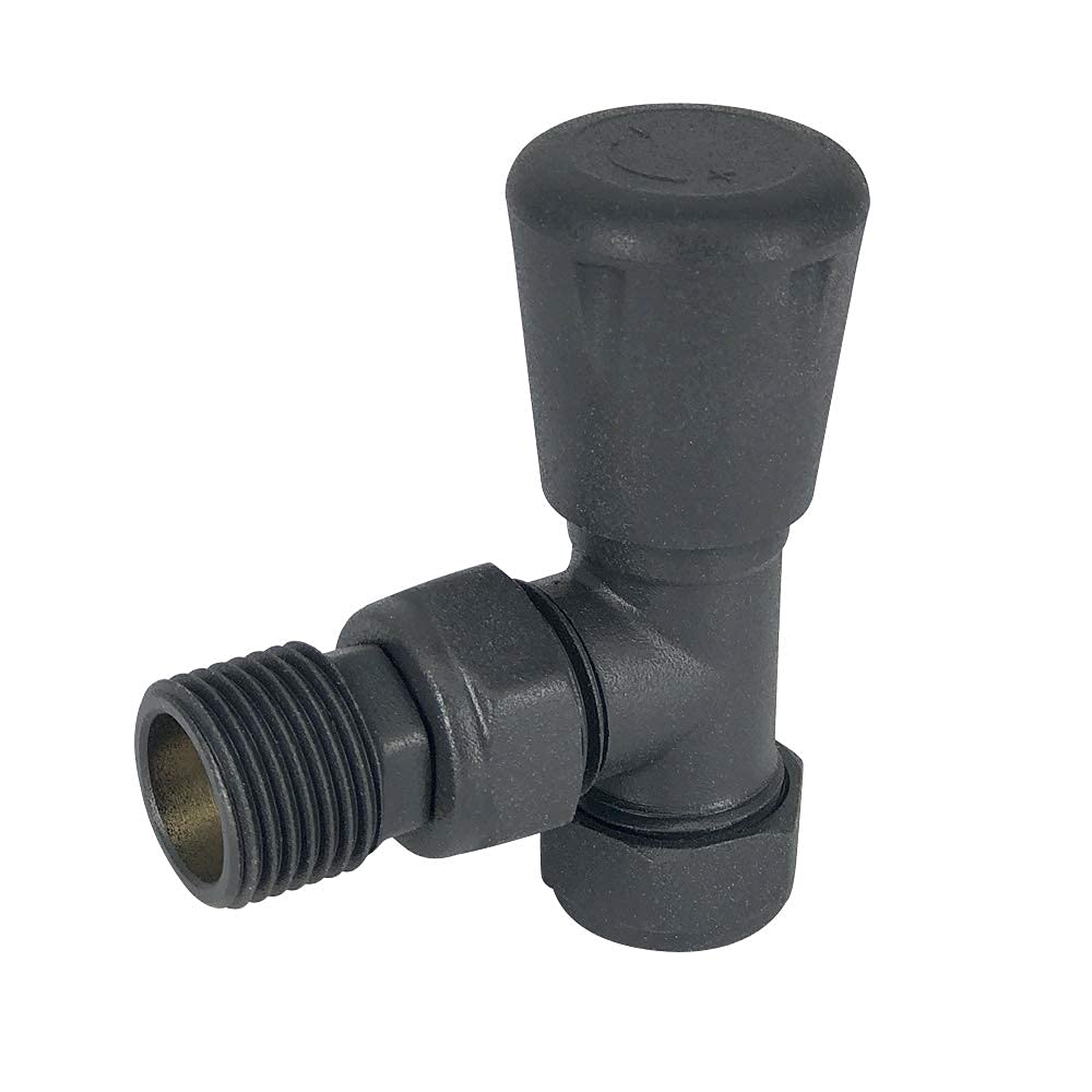 Nrg Anthracite Round Head Angled Manual Radiator Valve Central Heating Tap