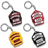 Excelliti Firefighter Helmet Front Shield Fire Department Personalized Acrylic Keychain 2-Sided Printing Gift For Wife Husband Retired Fireman On Birthday New Couple New Home Car Party Valentines Day