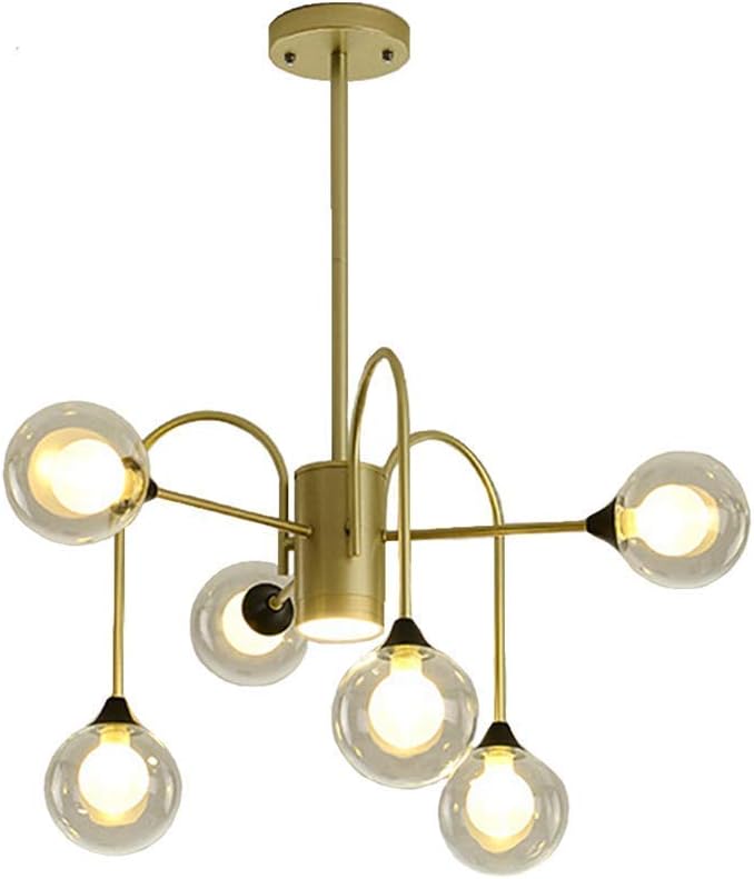 MHBGX Moderne Industrie Sputnik Kroonluchter, Huishoudelijke Plafondlampen, Sferen Kroonluchter 10-Licht Mid Century Messing Finish Glazen Bal Tijdens Verlichtingsarmatuur voor Eetkamer Thuis Entryway Slaapkamer Woonkamer