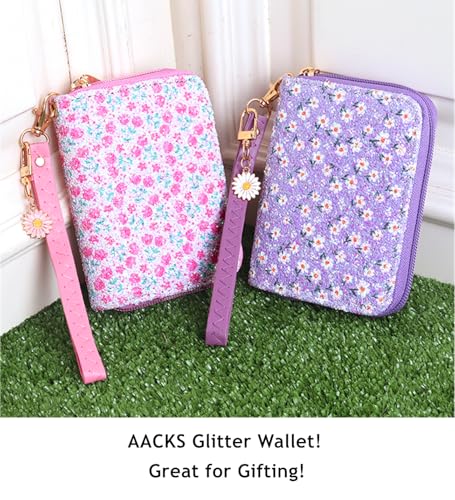 Image of AACKS Flower Wallets with Strap Little Girls Flower Coin Pouch Small Cute Wallet for Teen Girls with Coin Pocket Cherry Fruit Wallet
