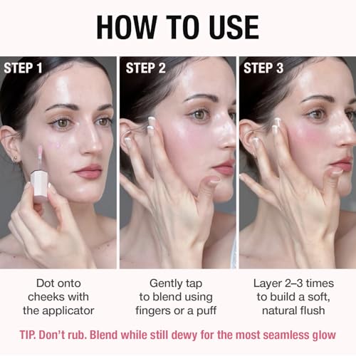 Image of DEAR DAHLIA Petal Drop Liquid Blush (Classy) - US Exclusive Color, Natural Dewy Glow Serum Blush, Buildable & Blendable, Sheer Watercolor Finish, Vegan Korean Makeup for Cheeks, 0.14 oz
